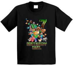 Minecraft Themed 7th Birthday (customize With Age And Words) T Shirt