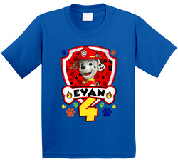 Marshall Paw Patrol Birthday Fan With Name & Age T Shirt