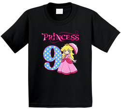 Princess Peach 9th Birthday Theme T Shirt