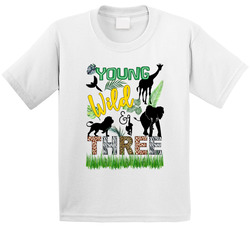 Birthday Child Young, Wild & Three Birthday Theme T Shirt