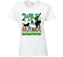 Wild Mama Young, Wild & Three Birthday Theme Ladies T Shirt
