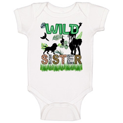 Wild Sister Young, Wild & Three Birthday Theme Baby One Piece