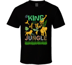 King Of The Jungle Young, Wild & Three Birthday Gold Theme T Shirt
