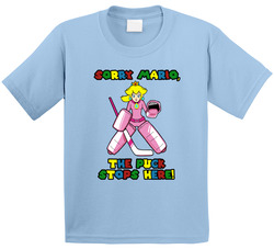 Sorry Mario, The Puck Stops Here! Princess Peach Goalie T Shirt