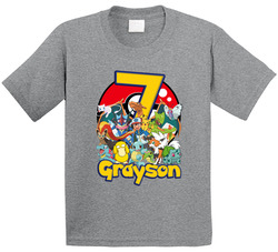 7th Birthday Pokemon Theme With Custom Name T Shirt
