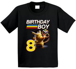 8th Birthday Pokemon & Rubik's Cube Theme T Shirt 8th Birthday Pokemon & Rubik's Cube Theme T Shirt