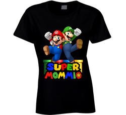 Super Mommio Mario Bros Ladies T Shirt