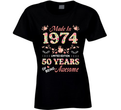 50 Years Of Being Awesome Made In 1974 (customizable Year) Ladies T Shirt
