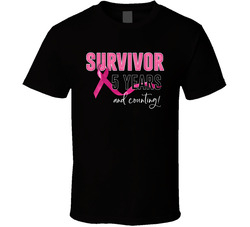 Breast Cancer Survivor 5 Years And Counting! (customizable Years) T Shirt