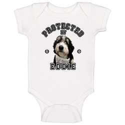 This Baby Is Protected By Their Dog Sibling - Eddie (customize Dog And Name) Baby One Piece