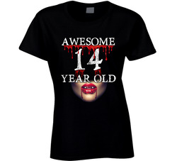 Awesome 14 Year Old Vampire Theme Ladies T Shirt