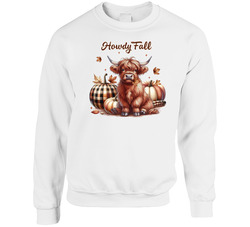 Howdy Fall Cow Themed Crewneck Sweatshirt
