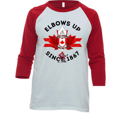 Elbows Up Canada Since 1867 Raglan 3/4 Sleeve Shirt Elbows Up Canada Since 1867 Raglan 3/4 Sleeve Shirt