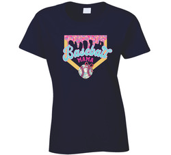 Baseball Mama Ice Cream With Sprinkles Ladies T Shirt