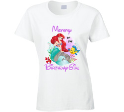 The Little Mermaid Birthday - Mommy Of The Birthday Girl Ladies T Shirt
