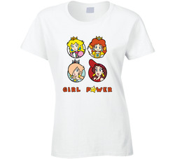 Girl Power Super Mario Bros Fan Ladies T Shirt