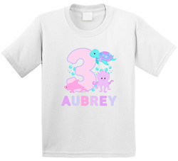 Under The Sea Pastels 3rd Birthday With Name T Shirt