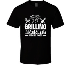 Grilling Meat Softly With His Tongs Funny BBQ T Shirt