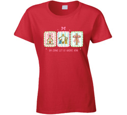 O Come Let Us Adore Him Religious Christmas Theme Ladies T Shirt O Come Let Us Adore Him Religious Christmas Theme Ladies T Shirt