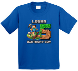 Minecraft Theme 5th Birthday With Custom Name T Shirt Minecraft Theme 5th Birthday With Custom Name T Shirt