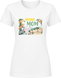 Young Wild and Three MOM Family Birthday Ladies T Shirt