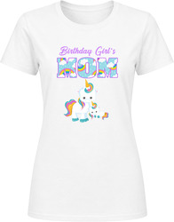 Unicorn Theme Birthday Girl's Mom Ladies T Shirt