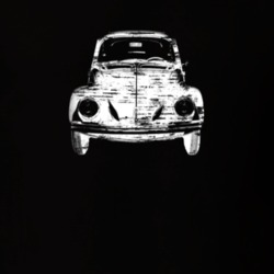 Volkswagon Beetle Front View Distressed Black T Shirt