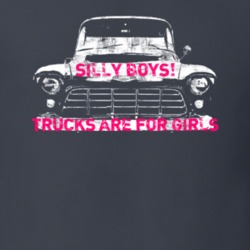 Silly Boys Trucks Are For Girls Distressed Faded Look Charcoal T Shirt