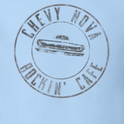 Chevy Nova Rockin' Cafe Rear View Distressed Faded Look Light Blue T S