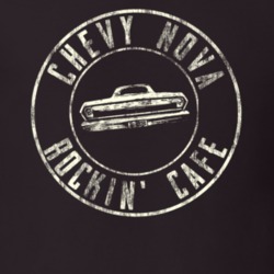 Chevy Nova Rockin' Cafe Rear View Distressed Faded Dark T Shirt