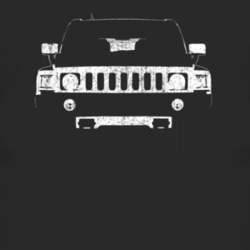 Hummer H3 Grill View Distressed Faded Look Black T Shirt
