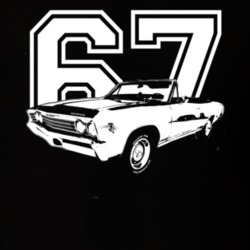1967 Chevelle Convertible Side View Year Dark Color Shirt