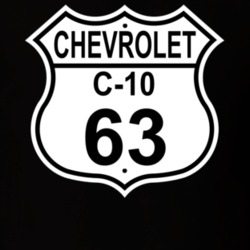1963 Chevy C-10 Highway Route Sign Black Print T Shirt