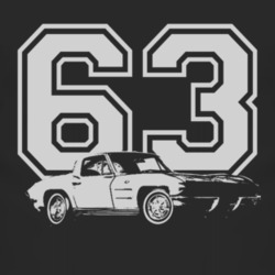 1963 Corvette With Year Faded LookWhite Graphic Dark T Shirt