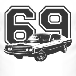 1969 Torino GT With Year Faded Look Black Graphic Light T Shirt