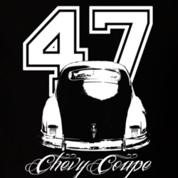 1947 Chevy Coupe Rear Year Model Name Dark Shirt