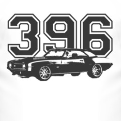 1969 Chevy Camaro 396 With Engine Size Faded Look Black Graphic Light 
