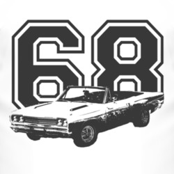 1968 Plymouth Road Runner With Year Faded Look Black Graphic Light T S