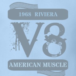 1968  Riviera American Muscle Car Stencil Faded T Shirt