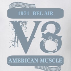 1971 Chevy Bel Air V8 Muscle Car Faded Look T Shirt
