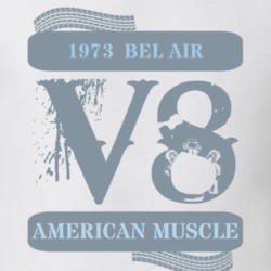 1973 Chevy Bel Air V8 Muscle Car Faded Look T Shirt