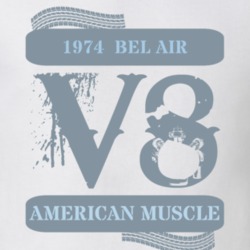 1974 Chevy Bel Air V8 Muscle Car Faded Look T Shirt