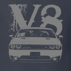2012 Dodge Challenger Grill View V8 Grey Graphic Car Lover Shirt