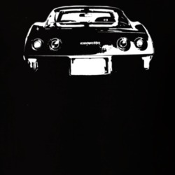 1974 Chevrolet Corvette Convertable Rear View White Graphic Dark Shirt