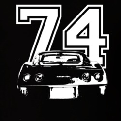 1974 Chevrolet Corvette Convertable Rear View Year White Graphic Dark 