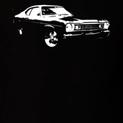 1973 Plymouth Duster Side View White Graphic Dark Shirt
