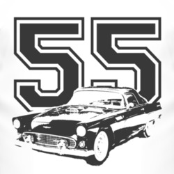 1955 Thunderbird With Year Black Graphic Light Tee T Shirt