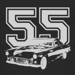 1955 Thunderbird With Year White Graphic Dark Tee T Shirt