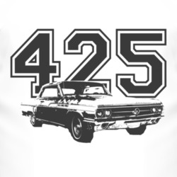 1963 Buick Wildcat With Engine Size Black Graphic Light Tee T Shirt