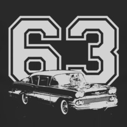 1963 Chevy Belair Biscayne With Year White Graphic Dark Tee T Shirt